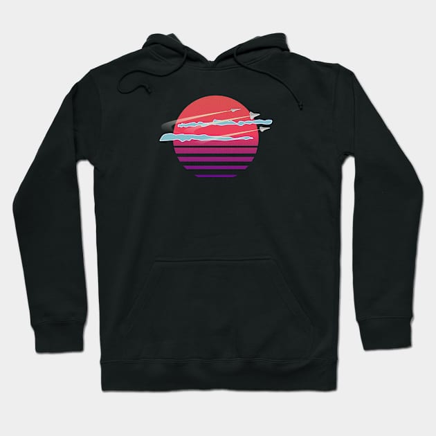 Retrowave Alien Sun Hoodie by 9bitshirts